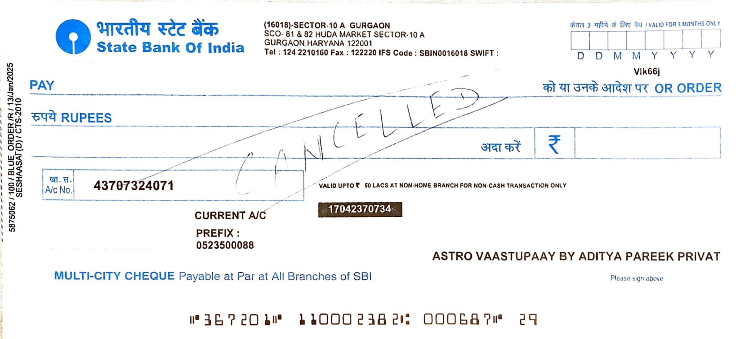 Cancelled Cheque